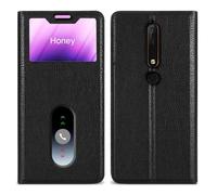 Coque à rabat pour Nokia 6 1 Etui en NOIR COMÈTE Protection