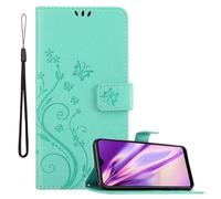Coque à rabat pour Samsung Galaxy A10s / M01s Etui en TURQUOISE FLORAL Protection Design Floral Portefeuille