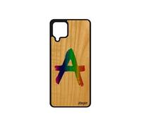 Coque A12 bois silicone anarchie cover frêne graffiti urbain metal Vert mur antichoc noir anarchy punk tague Dessin Samsung galaxy