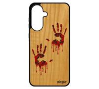 Coque A56 5g En Bois Silicone Empreinte Main Epouvante Halloween Horreur Zombie Noir Rouge Sang Trace De Tpu Antichoc Pour Samsung Galaxy