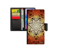 Coque A70 rabat Mandala tibetain de protection rosace PU original jolie Orange mobile floral telephone indien solide Samsung galaxy