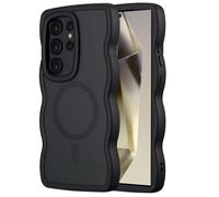 Coque adapté à Samsung Galaxy S24 Ultra - Selencia Coque arrière Wavy avec MagSafe - Noir