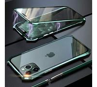 Coque Aimantée Iphone 11 360° Verre Trempé 9h Avant & Dos Transparent Cadre Aluminium Antichoc Design Batman Vert