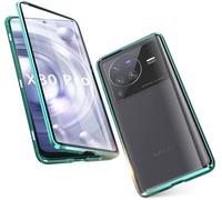 Coque Aimantée Transparente Pour Vivo X80 Pro / X80 - Bumper Métal Et Verre Trempé 360° Protection, Tactile Réactif, Fixation Magnétique, Compatible Charge Sans Fil