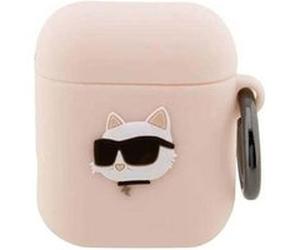 Coque AirPods 1 / 2 Génération Choupette Head 3D en Silicone de Haute Qualité Karl Lagerfeld Rose G