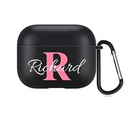 Coque AirPods Personnalisée 2 côtés pour Apple AirPods 3rd Génération, Personnalisable Votre Propre Étui AirPods avec Votre nom et Votre Photo (Noir)