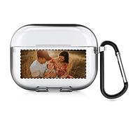 Coque AirPods Photo Personnalisée pour Apple AirPods Pro 2nd, Personnalisable Votre Propre Étui AirPods avec Image et Texte (Transparent)