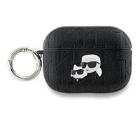 Coque AirPods Pro 2 - Karl Lagerfeld - Monogram Karl & Choupette - Eco-cuir - Noir - Semi-rigide