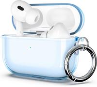 Coque AirPods Pro 2ème/1ère, Boîtier Étui Housse en TPU, Accessoires Antichoc avec Porte-clés et Compatible Charge sans Fil [LED Visible] Protection Case pour AirPods Pro (2022 & 2019), Bleu