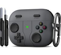 Coque AirPods Pro 3 avec Kit Nettoyage, Design Console Jeu Portable, Protection Silicone Douce pour Boitier Charge Apple AirPods Pro 3e Generation, Gris