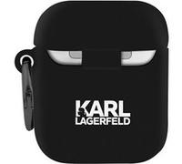 Coque Airpods Silicone Gel Mousqueton Design Paris RSG Karl Lagerfeld Noir G