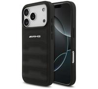 Coque AMG Cuir À Lignes Gravées Logo Pour iPhone 17 Pro Noir