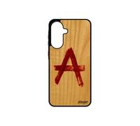 Coque anarchie antichoc A56 5G bois silicone urbain punk cover graffiti Rouge metal peinture rigide symbole tague mur pour Samsung galaxy