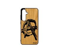 Coque anarchie pour Samsung S24 FE en bois silicone anarchiste gothique original hardrock graff mobile housse cadeau de noel metal pour galaxy