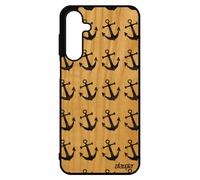 Coque Ancre A16 4g 5g Bois Silicone Case Rigide Housse Tpu Tapisserie Pirate Symbole Femme Marine Gris Made In France Pour Samsung Galaxy