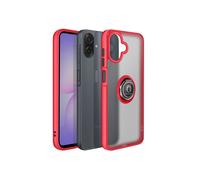Coque Anneau - AVIZAR - Galaxy A07 / A06 - Rouge/Transparent - Bague Rotative 360 - Fixation Magnétique