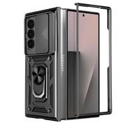 Coque Pour Samsung Galaxy Z Fold 7 Avec Support Bague Et Cache Caméra Noir