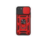 Coque Anneau iPhone SE 2022 / SE 2020 / 8 / 7 Cache Caméra Coulissant Bague Magnétique Rouge Noir