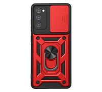 Coque Anneau pour Galaxy S20 FE avec Cache Caméra Coulissant et Bague Magnétique Mayaxess Rouge / Noir