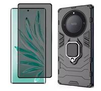 Coque Anneau pour Honor Magic 7 Lite + Verre trempé Anti Espion - Etui Housse Aimant Anneau Vitre Ecran Verre Trempé Privé