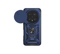 Coque Anneau pour Honor Magic 8 Pro avec Cache Caméra Coulissant Antichoc Mayaxess Bleu nuit