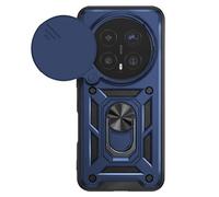 Coque Anneau pour Honor Magic 8 Pro avec Cache Caméra Coulissant Antichoc Mayaxess Bleu nuit