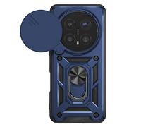 Coque Anneau pour Honor Magic 8 Pro avec Cache Caméra Coulissant Antichoc Mayaxess Bleu nuit