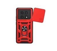 Coque Anneau pour Redmi Note 15 5G avec Cache Caméra Coulissant Mayaxess Rouge