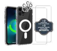 Coque anti-choc MagSafe - EVETANE - iPhone 13 Pro - Transparente - MagSafe - 2x écran & 2x objectif