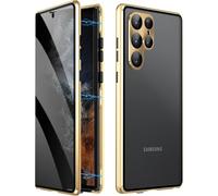 Coque anti-peep pour Samsung Galaxy S23 Ultra, pare-chocs en métal à attraction magnétique, protection d'écran de confidentialité double face en verre trempé transparent avec protection d'appareil