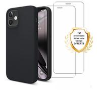 Coque antichoc compatible iPhone 12 Mini Noir + 2 protections écran - EVETANE