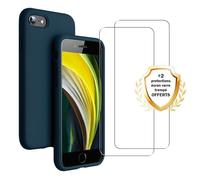 Coque antichoc compatible iPhone Se 2020 / 2022 Bleu Marine + 2 protections écran - EVETANE