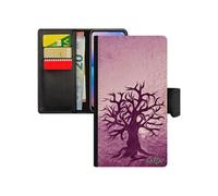 Coque antichoc iPhone XR à rabat portefeuille peinture arbre smartphone foret artistique naturel de vie violet 256 Go portable