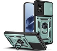 Coque Antichoc Oppo Reno10 5g / Reno10 Pro 5g ¿ Verte, Cache Lentille Coulissant, Anneau Rotatif 360° Et Compatible Support Voiture Magnétique