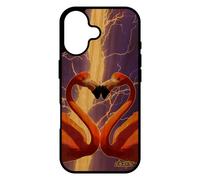 Coque antichoc pour iPhone 17 bois silicone flamant rose orage animaux design eclair case animal personnalis¿ amour coeur violet gel