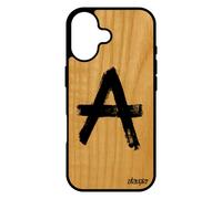Coque Antichoc Pour Iphone 17 En Bois Naturel Silicone Anarchie Peinture Mur Metal Tatouage Urbain Graffiti Punk Tague Homme
