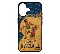 Coque Antichoc Pour Iphone 17 Vrai Bois Silicone Humour J'peux Pas J'ai Handball Texte Dessin Tpu Humoristique Noir Sport Bleu