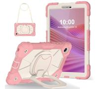 Coque antichoc pour Lenovo Tab One 8,7"/K9 TB305FU 2025 pour enfants, poignée rotative à 360 degrés, béquille et bandoulière (rose)