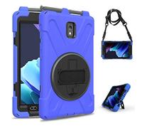 Coque Antichoc pour Samsung Galaxy Tab Active 3 8" T570 T575 T577, Housse de Protection Robuste à Rotation avec Béquille, Bandoulière Réglable, Porte-Crayon, pour Samsung Galaxy Tab Active 3 8" (Bleu)