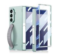 Coque antichoc pour Samsung Galaxy Z Fold 7, protection robuste tout compris d'écran, charnière, objectif, béquille avec dragonne, housse de téléphone (Z Fold 7, vert)
