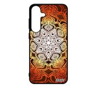 Coque Antichoc Pour Samsung S25+ Plus Silicone Mandala Unique Tibetain Solide Indien Orange Floral Smartphone Rosace Effet 3d Pour Galaxy