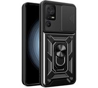 Coque Antichoc Pour Tcl 40 Se 4g - Bumper Robuste Avec Cache Objectif, Anneau Magnétique Rotatif 360° Et Support Intégré, Protection Écran - Noir