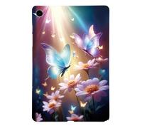 Coque Antichoc pour Xiaomi Poco Pad 12.1" Étui Silicone avec Papillon et Fleur Motif, TPU Souple,Forte résistance aux Chutes, Anti-Rayures, Mince et Léger, Accès Facile aux Ports