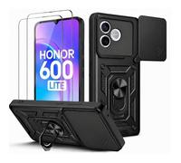 Coque antichocs - MASSILIA TECH - HONOR 600 LITE - Anneau rotatif 360° - 2 verres trempés - Noir