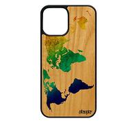 Coque Apple 12 Pro/pour iPhone 12 Bois Silicone Carte Monde Motif Jolie personnalisé Rouge Atlas planete Effet Design Portable Case Pays