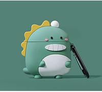 Coque Apple AirPods Pro, Coque en Silicone 3D Dinosaure Dessin animé, Vert, avec Porte-clés