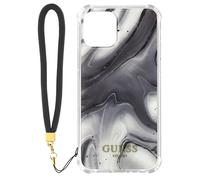 Coque Apple iPhone 12 Pro Max avec Dragonne Motif marbre Guess - Gris