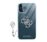 Coque Apple iPhone 12 Pro Max Bi-matière 4G Charms Guess Transparent Logo argent