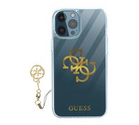 Coque Apple iPhone 12 Pro Max Bi-matière 4G Charms Guess Transparent Logo doré
