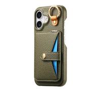 COQUE Apple iPhone 16 avec Crochet, Support, Anti-Choc Téléphone Housse avec Miroir intégré, Texture Cuir Étui Protecteur Slim pour Apple iPhone 16-Vert